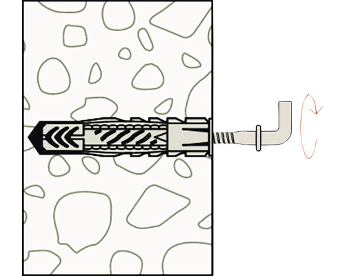 Nákres hmoždinky v stene