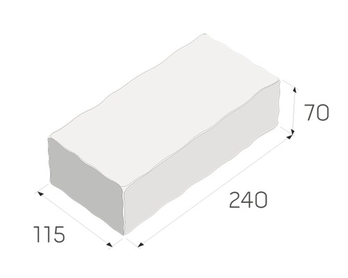 Dlažobný kameň s rozmermi 240 x 115 x 70 milimetrov