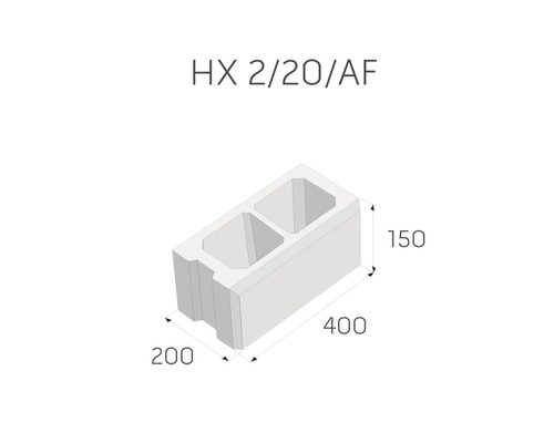 Dutá tvárnica s rozmermi 200 x 400 x 150 mm