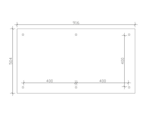 Technický nákres s rozmermi 916 x 504 mm
