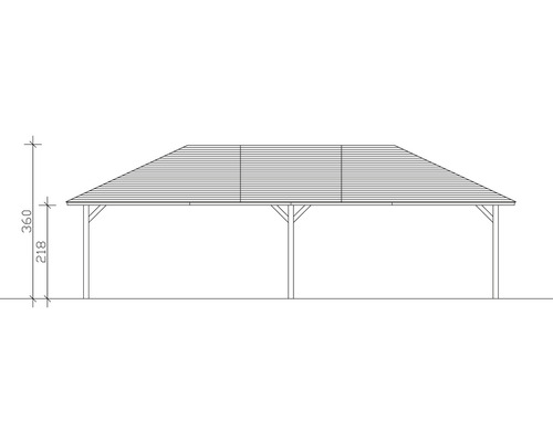 Technický nákres dreveného záhradného altánku s rozmermi