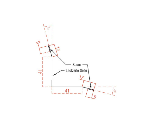 Technický nákres s rozmermi uhlového profilu.