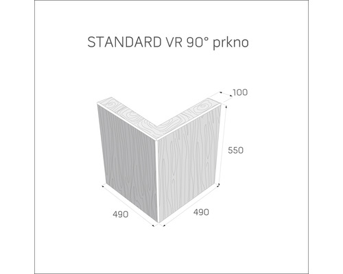 Štandardná doska VR 90 stupňov s rozmermi 490, 490, 550 a 100 milimetrov