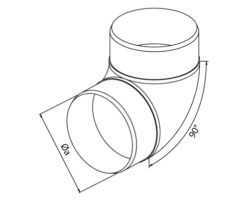 90 stupňové rúrkové koleno s údajom o priemere