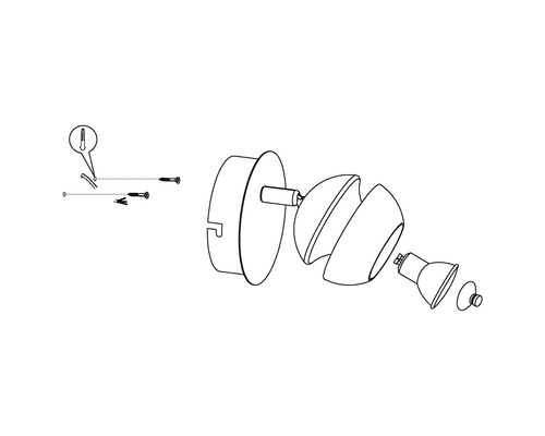 Rozkreslený nákres nástennej lampy s montážnym príslušenstvom