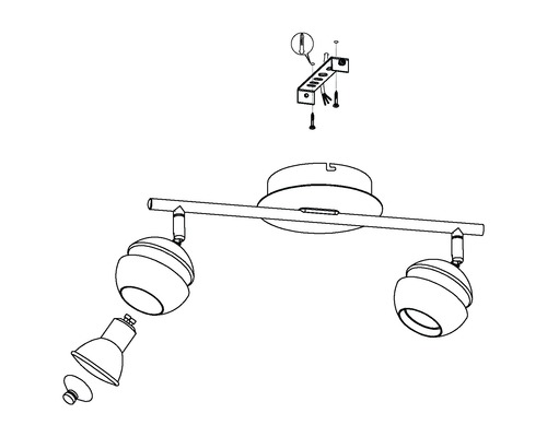 Montážny návod pre stropné svietidlo s dvoma reflektormi