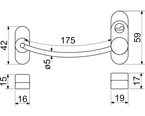 Technický výkres zámku okna a dverí s rozmermi