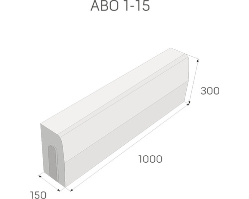 Obrubník s rozmermi 150 x 300 x 1000 milimetrov