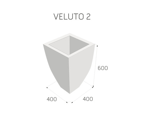 Obrázok kvetináča Veluto 2 s rozmermi 400 x 400 x 600 milimetrov.
