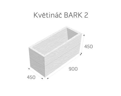 Obdĺžnikový kvetináč s rozmermi 450 x 900 x 450 milimetrov