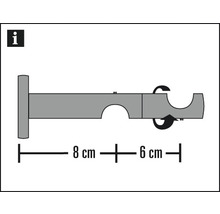 Nástenný nosník Chicago otvorený pre 2 tyče titán Ø 20 mm, 8/6 cm-thumb-1