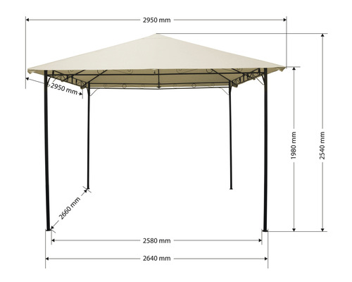 Obrázok altánku s rozmermi.