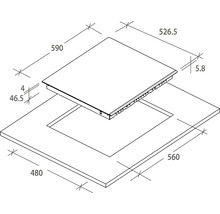 Nákres inštalačnej situácie varnej dosky s rozmermi