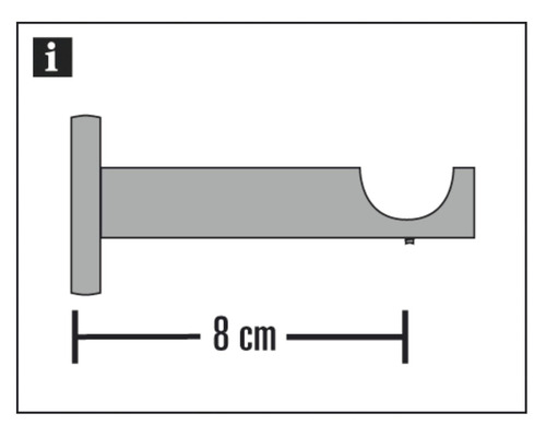 Držiak záclonovej tyče, dĺžka 8 cm