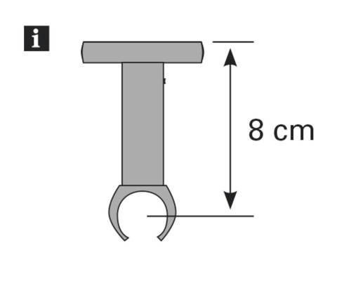 Ilustrácia držiaka lampy s výškou 8 cm