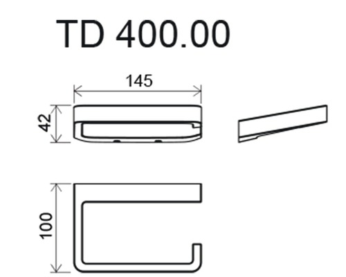 Technický nákres držiaka na papierové rolky s mierami