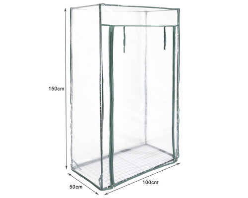 Skleník s rozmermi 150 x 100 x 50 cm.