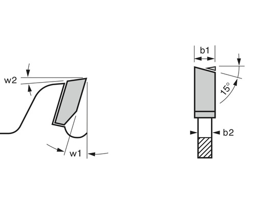 Obrázok geometrie nástroja s uvedením uhlov