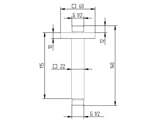 Technický nákres sifónu s rozmermi