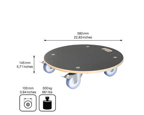 Okrúhle drevené kolieska na nábytok so štyrmi kolieskami a rozmermi