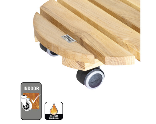 Podstavec na kvetináč z dreva s kolieskami