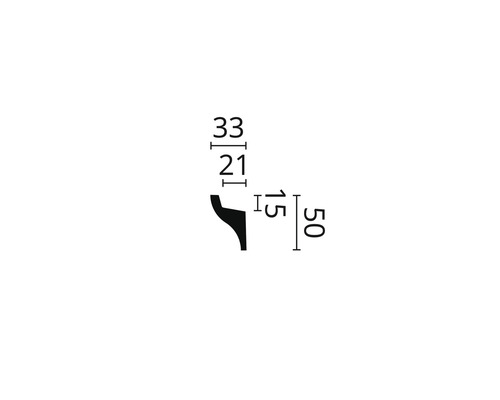 Technický nákres ozdobnej lišty s rozmermi.