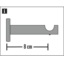 Držiak záclonovej tyče s dĺžkou 8 cm