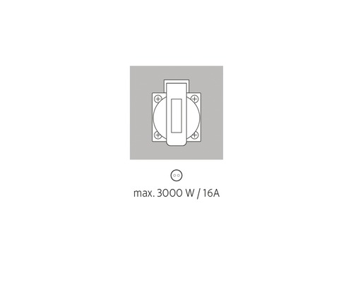 Symbol zásuvky s maximálnym výkonom 3000 W a 16 A