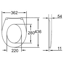 Technický nákres WC sedadla s rozmermi