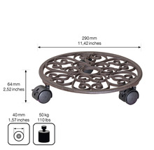 Kovový vozík na rastliny s kolieskami, priemer 290 milimetrov