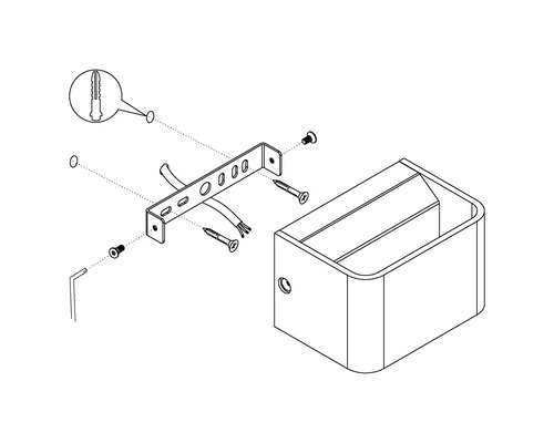 Rozkreslený nákres nástennej lampy s montážnymi prvkami