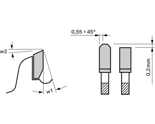 Technický nákres hrotu frézy s rozmermi