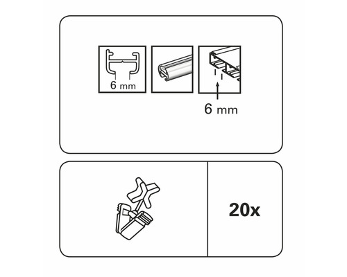 Lištový profil so šírkou 6 milimetrov a 20 upevňovacích spôn