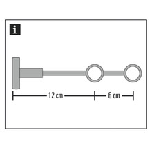 Nákres záclonovej tyče s rozmermi: 12 cm a 6 cm