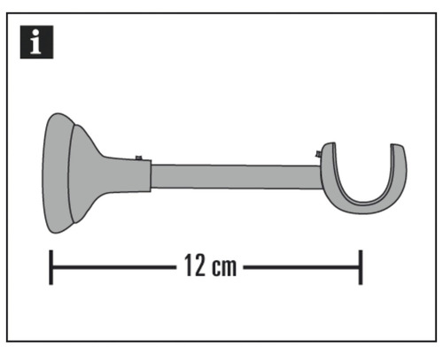 Držiak záclonovej tyče s dĺžkou 12 cm
