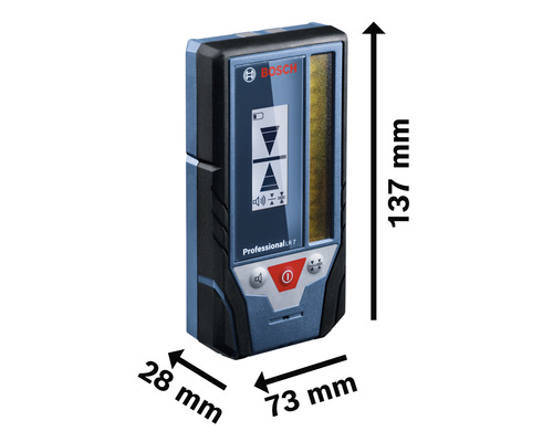 Čiarový laserový prijímač Bosch Professional LR 7 s rozmermi
