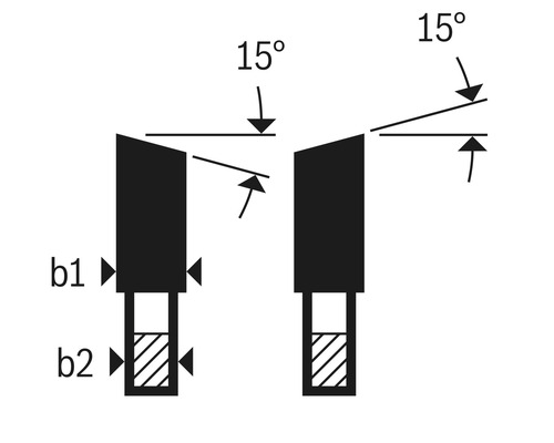 Technický výkres vrtáka s uhlom 15 stupňov a kótovaním