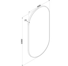 Oválne LED zrkadlo do kúpeľne s osvetlením OVAL LINE BACKLIGHT 100 x 50 cm v bielom ráme