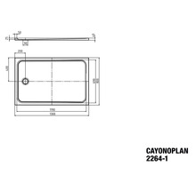 Technický nákres sprchovej vaničky Cayonoplan s rozmermi