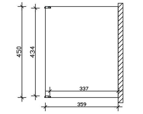 Technický nákres nástennej skrinky s rozmermi