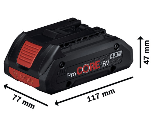 Akumulátor Bosch ProCORE 18V 4.0 Ah s rozmermi