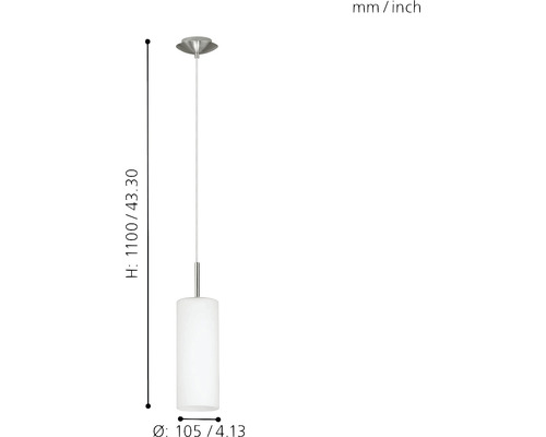 Závesné svietidlo s valcovým tvarom a rozmermi 1100 x 105 milimetrov