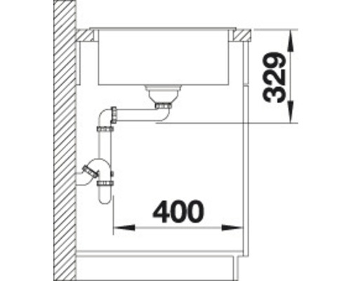 Nákres drezu s rozmermi 400 a 329.