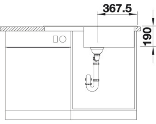 Nákres drezu s rozmermi 367,5 a 190