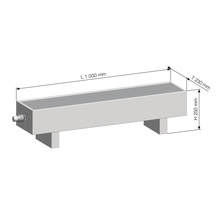 Obrázok atiky vodnej stavebnej kocky s rozmermi: dĺžka 1000 mm, hĺbka 230 mm, výška 250 mm.