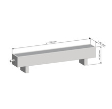 Rozmerové zobrazenie napájadla s dĺžkou 1200 mm, výškou 250 mm a hĺbkou 180 mm