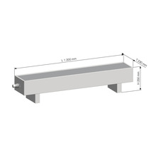 Obrázok obdĺžnikovej vane s rozmermi 1200 x 230 x 250 milimetrov.
