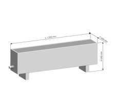 Rozmerové zobrazenie kvetináča s rozmermi: dĺžka 1200 mm, výška 400 mm, hĺbka 230 mm.