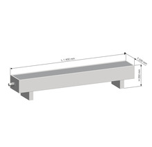 Obrázok napájadla s rozmermi dĺžka 1400 mm, hĺbka 230 mm a výška 250 mm