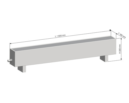 Betónový žľab s rozmermi dĺžka 1600 mm, hĺbka 180 mm a výška 330 mm